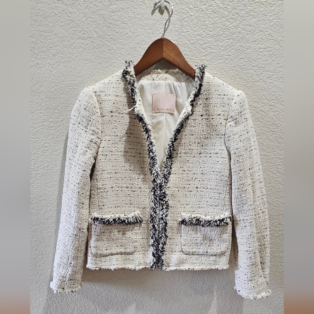 Rebecca Taylor White and Black Textured Blazer